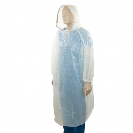PE Full Length Splash Jacket with Hood - White - Bastion