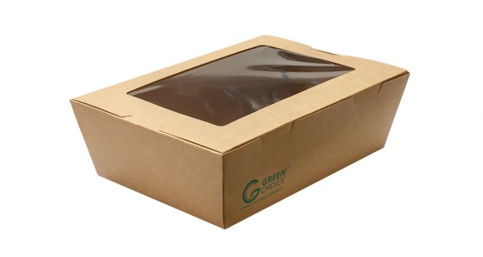 Take Away Box with Window Kraft PLA Large - Green Choice
