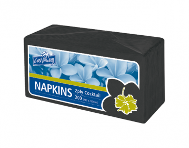 2ply Cocktail Napkins, Quarter Fold, Black - Castaway