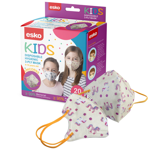 Face Masks for Kids age 4-10 Unicorns - Pack 20