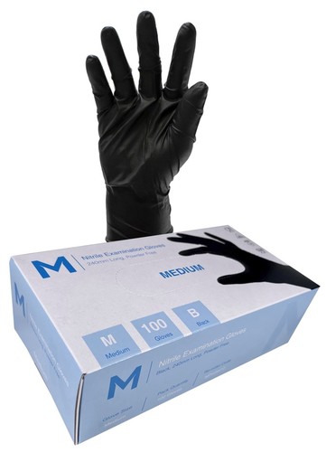Nitrile Black Gloves 7.0g MEDIUM - Matthews