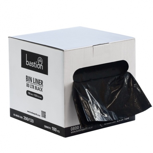 Bastion Bin Liner on a Roll 80L Black Roll 100