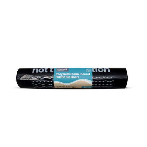 60L XL Ocean-Bound Recycled Plastic Bin Liners (Black) Roll (30 Bags) - Ecopack