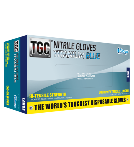 Titanium Blue Nitrile Gloves LARGE - TGC