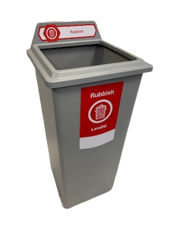 Recycling Bin 87Ltr Square Complete Open Lid / Red Rubbish - Trust