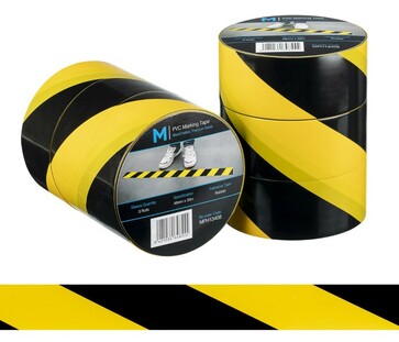 PVC Floor Marking Tape - Yellow/Black, 48mm x 33m x 150mu - Matthews