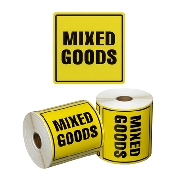 Handling Label Mixed Goods - Yellow/Black, 99mm x 99mm - Matthews