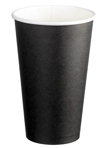 Single Wall PE Paper Hot Cups - Black, 16oz, 510ml - Matthews