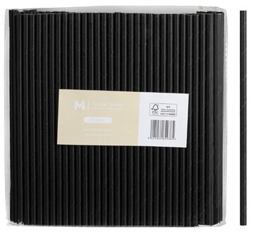 Paper Regular Straight Straws - Black, 6mm x 200mm, 300gsm, FSC Mix® - Matthews