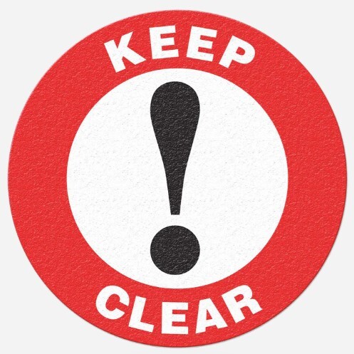 Safety Tread Floor Stickers 430mm - Red/White KEEP CLEAR - AMS