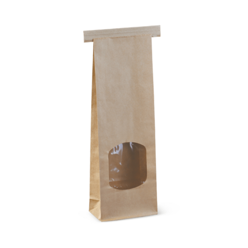 Small Window Tin-Tie Bag Brown 260 x 88 x 47 - Detpak