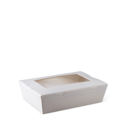 Small Window Lunch Box (700ml) White 150 x 100 x 45 - Detpak