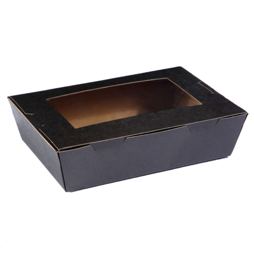 Medium Window Lunch Box (1100ml) Black 180 x 120 x 50 - Detpak