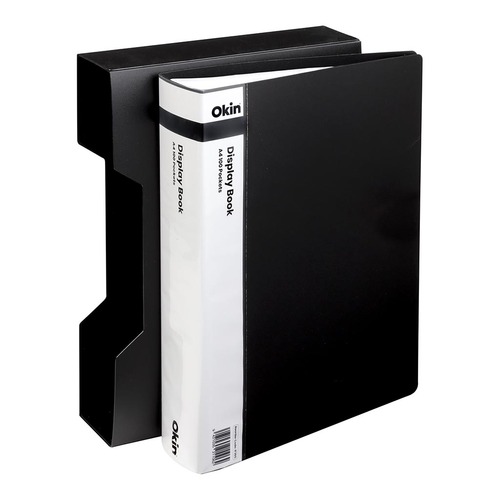Okin Display Book A4 with Insert Spine 100 Pocket with Case Black