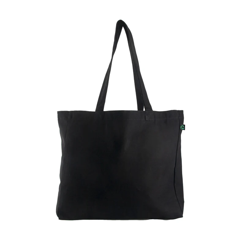 Certified Organic Canvas Black Tote Bag with Gusset - Ecobags