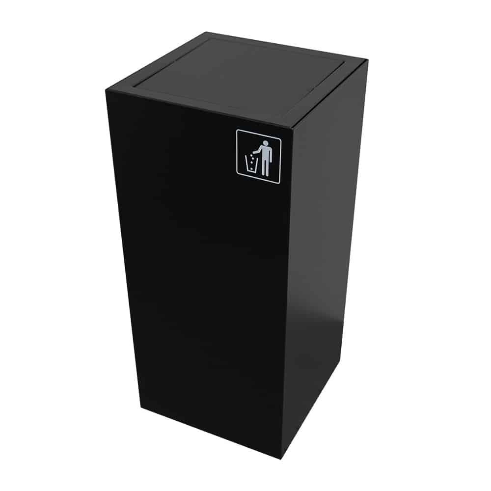 Black Indoor Waste Bin - Swing Top Lid