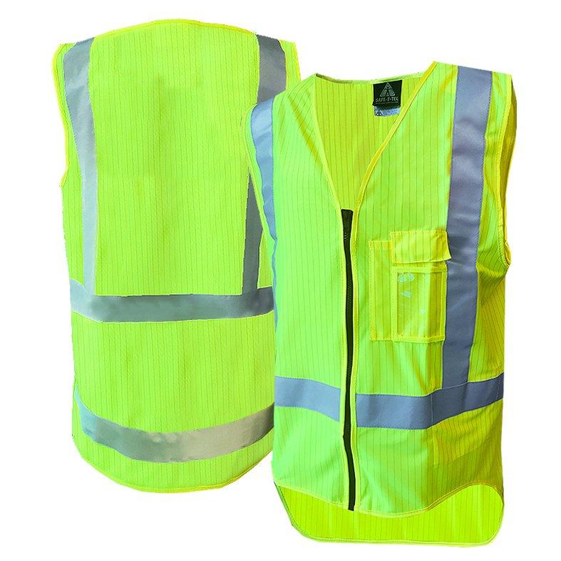 Hi-Vis Vest, Zip, D/N, Flame Ret, Yellow-Size M
