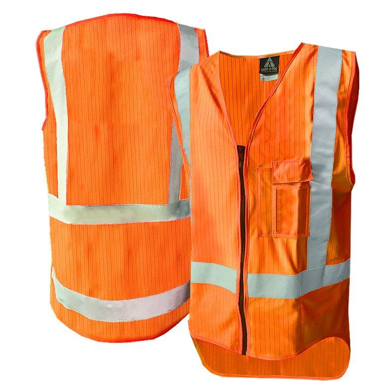 Hi-Vis Ttmc Vest, Zip, D/N Flame Ret, Orange-Size M