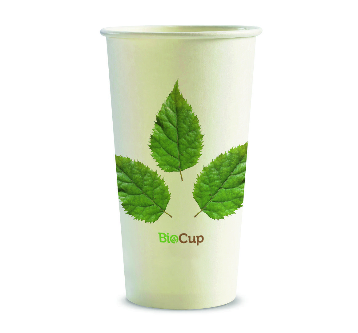 20oz Coffee Cups Leaf (new design) (90mm) Single Wall - BioPak