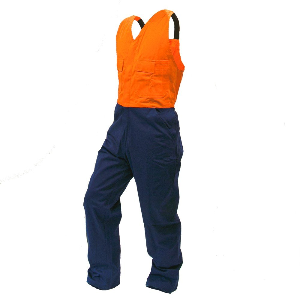 Overall Action Bib, Poly/Cotton, Orange/Navy-Size 9