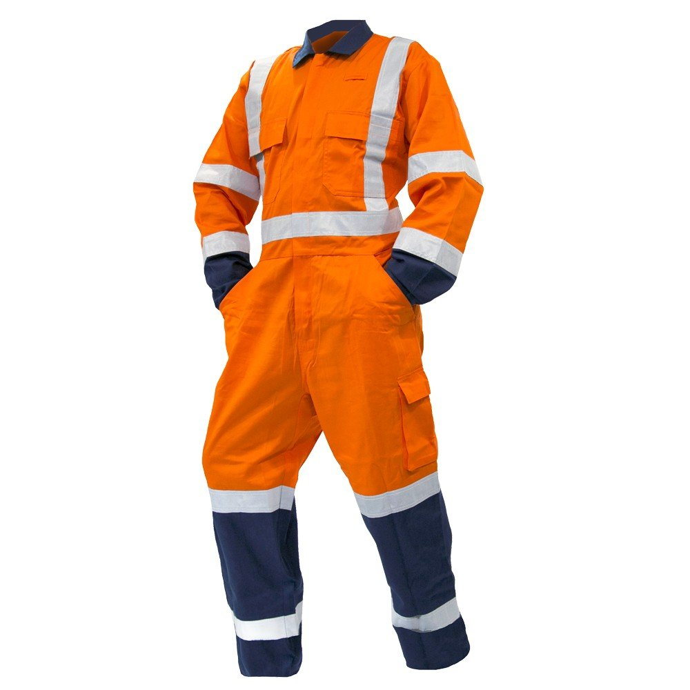 Overall Ls,240Gsm Poly/Cotton, Orange/Navy Ttmc-W-Size 8