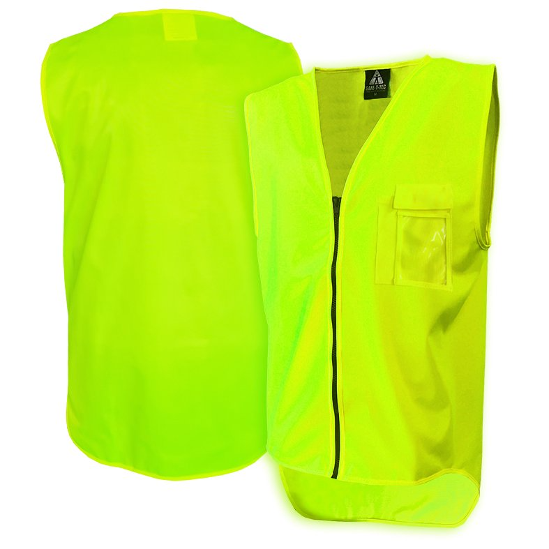 Hi-Vis Vest, Day Only, Zip, Yellow-Size M