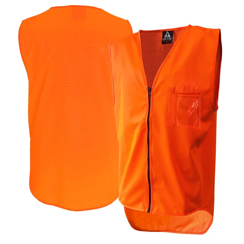Hi-Vis Vest, Day Only, Zip, Orange-Size 6Xl