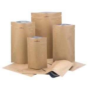 Stand up pouch 500g Compostable Kraft 110mm x 170mm x70mm each