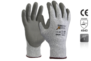 RAZOR X500 PU coated Cut Resistant Level 5 HPPE Fibre Liner, Size 7 - Esko
