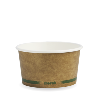 Paper Bowl Hot/Cold 12oz Kraft Green Stripe - BioPak