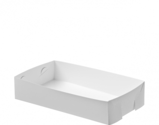 Folding Paper Food Trays Small, White - Castaway