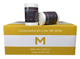 Bin Liner 36L Compostable White 15mu - Matthews