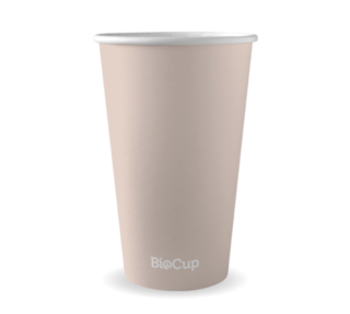16oz Aqueous Coated Hot Paper BioCup, Stone - BioPak