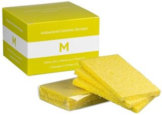 Antibacterial Cellulose Sponges - Yellow, 100mm x 150mm x 10mm, Pack 15 - Matthews