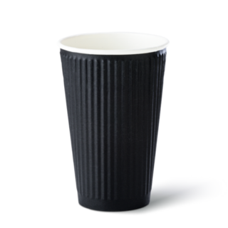 RIPPLE REFINED' 16oz Hot Cup Black 89mm   - Detpak