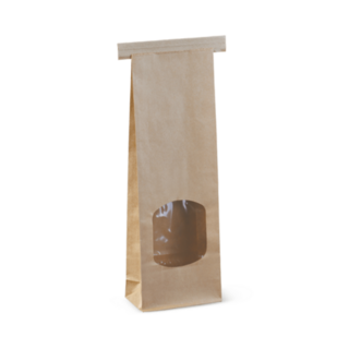 Small Window Tin-Tie Bag Brown 260 x 88 x 47   - Detpak