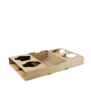 4 Cup Drink Tray Brown 290 x 174 x 37   - Detpak