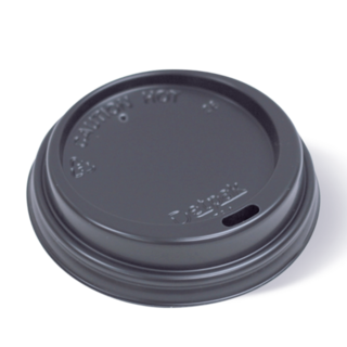 12 / 16 / 20oz (89mm) Smooth Hot Cup Lid Black Fits: 89mm cup   - Detpak