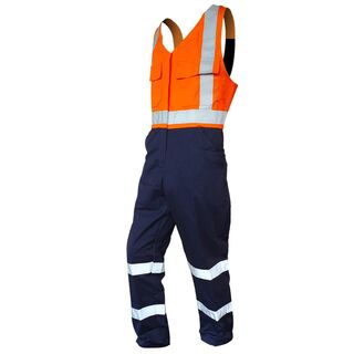 Overall Action Bib, 300Gsm Cotton, Orange/Navy,D/N-Size 4