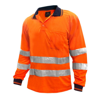Polo Shirt, Ls, Orange, Tape Au Style-Size 3Xl