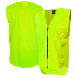 Hi-Vis Vest,  Day Only, Zip, Yellow-Size 2Xl